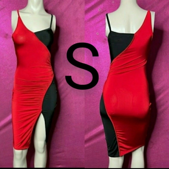🆕Red & Black Sexy Classy Evening Dress Size S - Picture 1 of 9